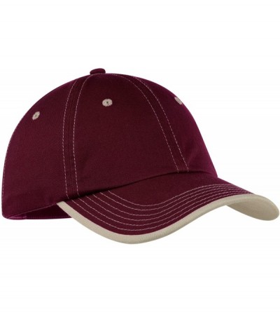 Baseball Caps Men's Vintage Washed Contrast Stitch Cap - Maroon/ Stone - CJ11NGRGS93 $17.30