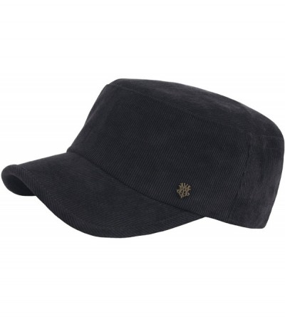 Baseball Caps A184 Army Cap Winter Basic Style Plain Corduroy Golf Club Cadet Military Hat - Black - CZ189599GIU $24.47