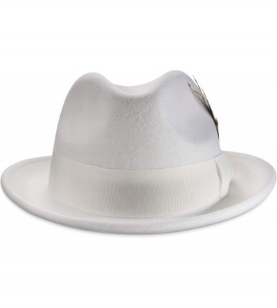 Fedoras Men's Snap Brim Crushable Felt Wool Fedora Hat H-10 - White - CZ18Z4DLHGL $38.25