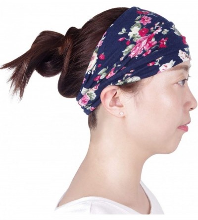 Headbands Boho Headbands for Women Retro Printed Floral Hair Bands Seamless Elastic Band Headband Fashion Head wrap - C718UT7...