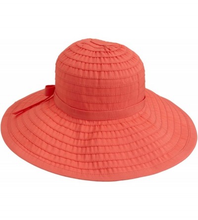 Sun Hats Women's Ribbon Large Brim Hat - Coral - CP1143BNX53 $21.01