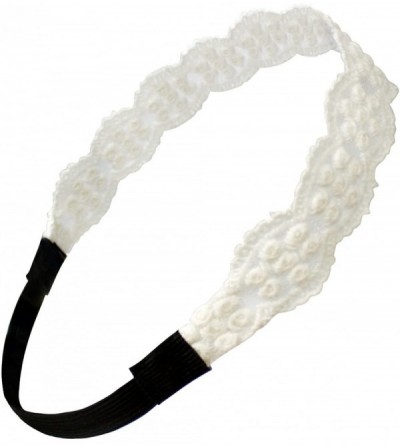 Headbands Princess Floral Lace Elastic Headband Set (2 Pieces) - 2 Pcs - Cream - C21174LJQ37 $12.26