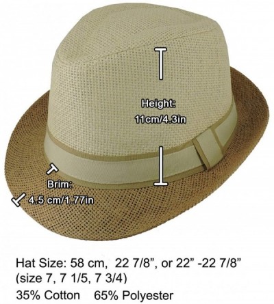 Fedoras Fedora Straw Hat for Mens Women Sun Beach Derby Panama Summer Hats w Brim Black to White - 2 Tone Tan - CC184XM79TO $...