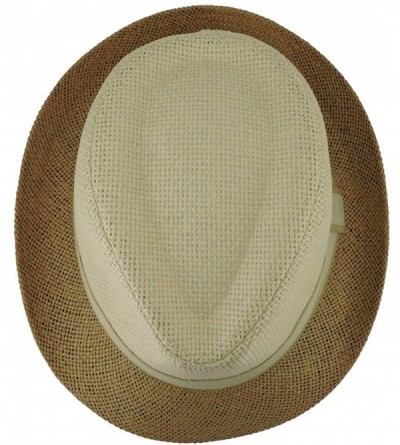Fedoras Fedora Straw Hat for Mens Women Sun Beach Derby Panama Summer Hats w Brim Black to White - 2 Tone Tan - CC184XM79TO $...