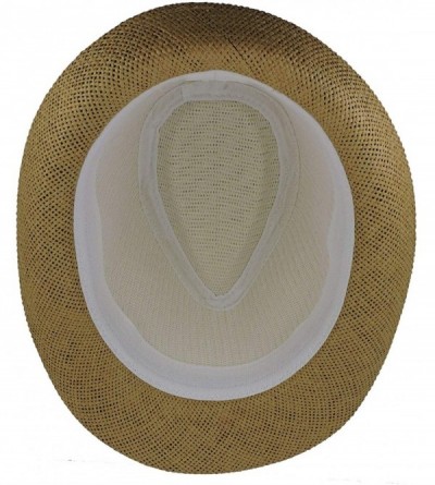 Fedoras Fedora Straw Hat for Mens Women Sun Beach Derby Panama Summer Hats w Brim Black to White - 2 Tone Tan - CC184XM79TO $...