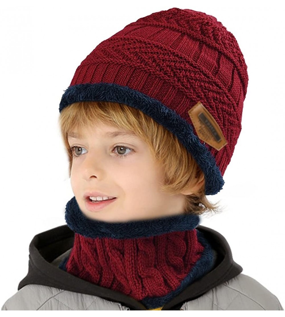 Skullies & Beanies Womens Mens Winter Hat Warm Thick Beanie Cap Scarf for Winter Knit Ski Beanies - Red-2 - CA188WHT3YH $9.53