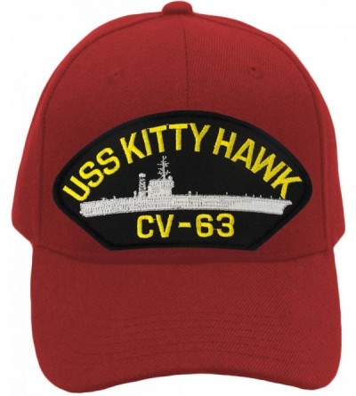 Baseball Caps USS Kitty Hawk CV-63 Hat/Ballcap Adjustable One Size Fits Most - Red - CE18S04HS85 $42.76