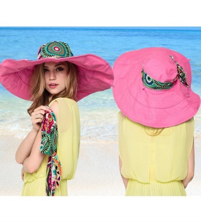 Sun Hats Large Wide Brim Sun Hat for Women-Summer Hats for Beach Garding-Floppy - 2-water-red - C3180CSXMT4 $12.47