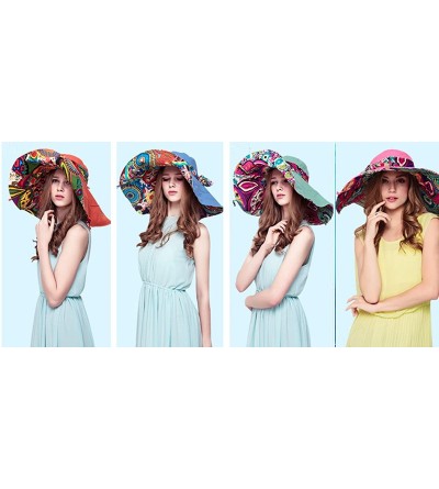 Sun Hats Large Wide Brim Sun Hat for Women-Summer Hats for Beach Garding-Floppy - 2-water-red - C3180CSXMT4 $12.47