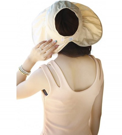 Visors Summer Collapsible Large Wide Brimmed Sun Hat Anti-UV Hat Sun Beach Empty Hat - Beige - CP18D2I20AH $9.47