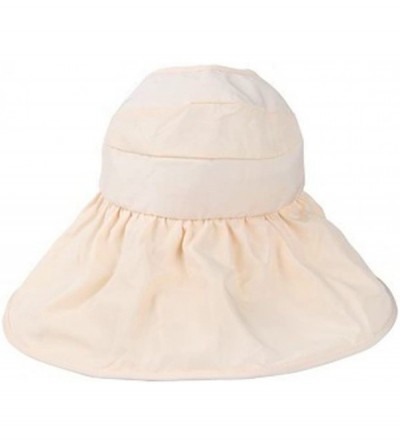 Visors Summer Collapsible Large Wide Brimmed Sun Hat Anti-UV Hat Sun Beach Empty Hat - Beige - CP18D2I20AH $9.47