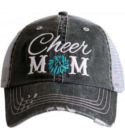 Baseball Caps Cheer Mom Trucker Hat - Gray/Teal - CW18ONG04CM $41.52