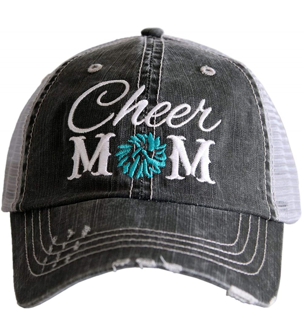 Baseball Caps Cheer Mom Trucker Hat - Gray/Teal - CW18ONG04CM $16.61