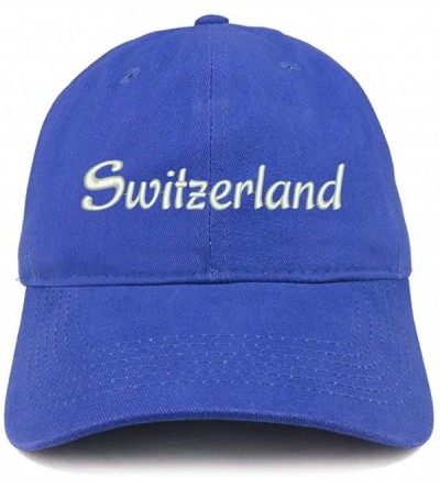 Baseball Caps Switzerland Text Embroidered Unstructured Cotton Dad Hat - Royal - CZ18K62Z7X2 $33.94