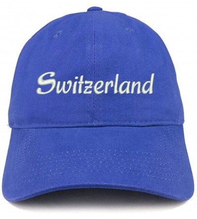 Baseball Caps Switzerland Text Embroidered Unstructured Cotton Dad Hat - Royal - CZ18K62Z7X2 $20.54