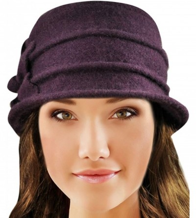Bucket Hats Women's Daisy Flower Wool Cloche Bucket Hat - Purple - CH1174WX13H $27.73