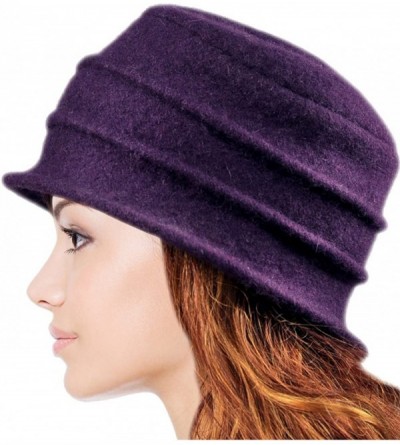 Bucket Hats Women's Daisy Flower Wool Cloche Bucket Hat - Purple - CH1174WX13H $27.73