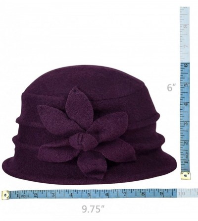 Bucket Hats Women's Daisy Flower Wool Cloche Bucket Hat - Purple - CH1174WX13H $27.73