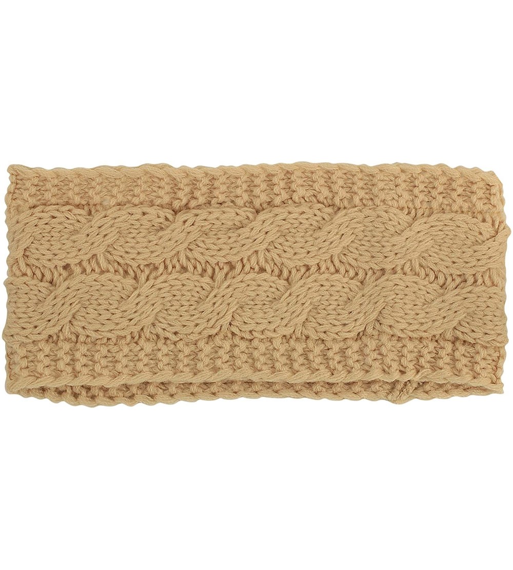 Cold Weather Headbands Knit Ear Warmer Headband for Women - Warm & Soft Head Wrap Warmers for Winter- Cold Season - Beige - C...