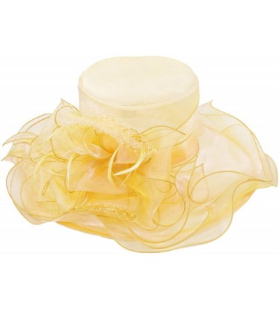 Sun Hats Women's Kentucky Derby Racing Horse Hat Church Wedding Dress Party Occasion Cap - Yellow - C3126XPNJT1 $20.12