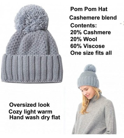 Skullies & Beanies Cashmere Winter Beanie Pom Pom Hat for Women Slouchy Warm Ski Hats - Dusky W Lapel - C518ZCEON6S $28.68