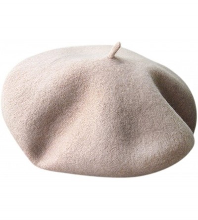 Skullies & Beanies Adults Classic French Beret Hat Winter Wool Artist Plain Beanie Cap - Pink/Adults - C1186AT8QXZ $14.43