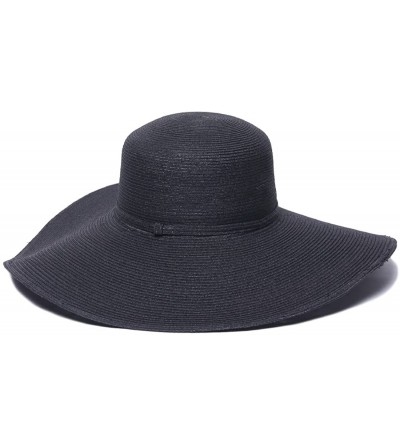 Sun Hats Women's Sophia Toyo Braid Lg Brim Floppy Sun Hat- Rated UPF 50+ for Max Sun Protection - Black - C612MAY2QLW $91.35