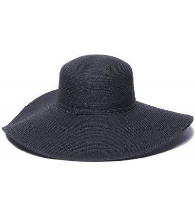 Sun Hats Women's Sophia Toyo Braid Lg Brim Floppy Sun Hat- Rated UPF 50+ for Max Sun Protection - Black - C612MAY2QLW $36.54