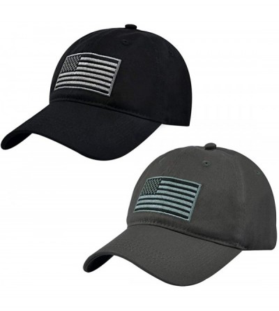 Baseball Caps Baseball Cap American Flag Hat Classic Adjustable Plain Hat 2 Pieces - Black+gray - C0192495KS7 $14.56