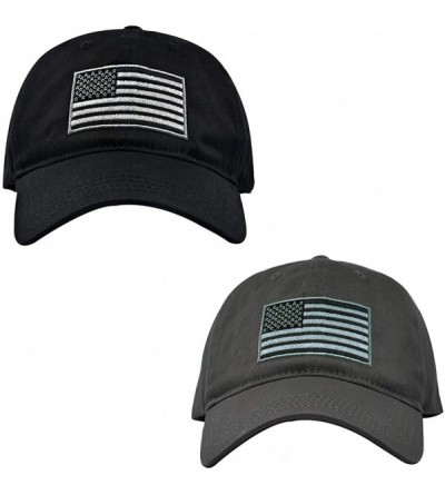 Baseball Caps Baseball Cap American Flag Hat Classic Adjustable Plain Hat 2 Pieces - Black+gray - C0192495KS7 $14.56