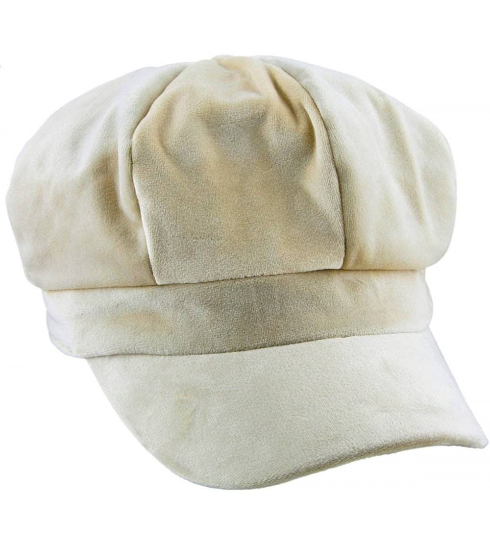 Newsboy Caps Newsboy Hat-Plain Cabbie Visor Beret Gatsby Ivy Caps for Women - Light Khaki(velvet) - C0188G6IQOW $15.47