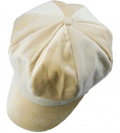 Newsboy Caps Newsboy Hat-Plain Cabbie Visor Beret Gatsby Ivy Caps for Women - Light Khaki(velvet) - C0188G6IQOW $15.47