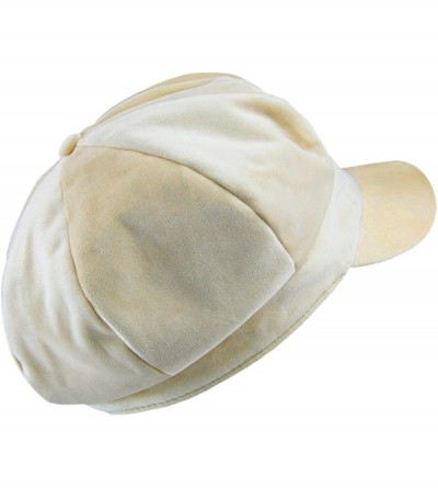 Newsboy Caps Newsboy Hat-Plain Cabbie Visor Beret Gatsby Ivy Caps for Women - Light Khaki(velvet) - C0188G6IQOW $15.47