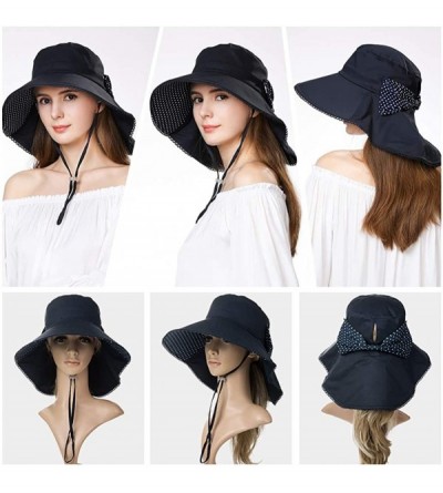 Sun Hats Womens Packable SPF 50 Ponytail Sun Hat Summer Mask Hiking Gardening Beach Fishing 57-59cm - 69053navy - CR18SR7KWC3...