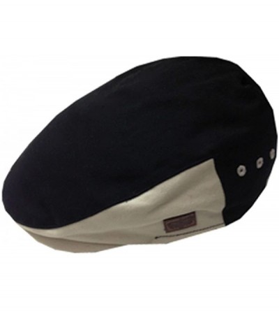 Newsboy Caps Men's 100% Cotton Newsboy Ivy Flat Irish Cap Hat Two Tone Trendy Ivy - Black - CF11VGZEC1D $11.59