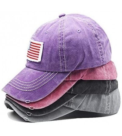 Baseball Caps Distressed Ponytail Hat for Women American-Flag Pony Tail Caps High Bun - Grey - CC18XS0QIMO $17.14