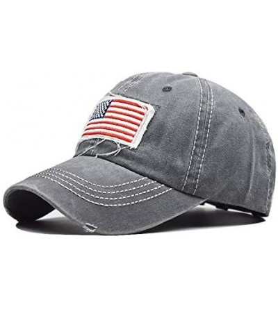 Baseball Caps Distressed Ponytail Hat for Women American-Flag Pony Tail Caps High Bun - Grey - CC18XS0QIMO $17.14