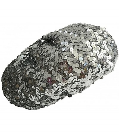 Berets Sparkly Sequins Beret Hat Glitter Mermaid Cap for Dancing Party Fancy Dress - Silver - CX17AZN0RCI $8.92