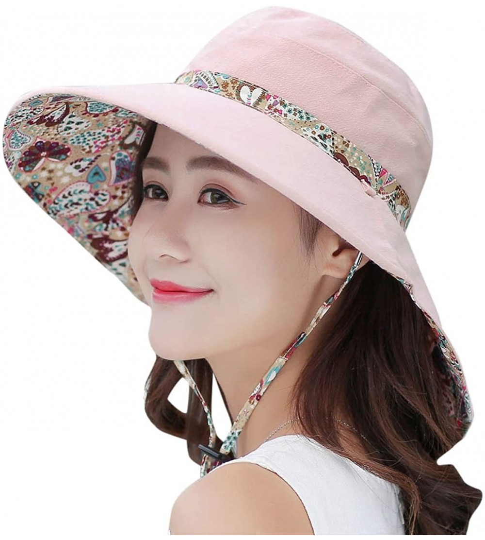 Sun Hats Sun Hats for Women Packable Sun Hat Wide Brim UV Protection Beach Sun Cap - Pink - CJ1845UAC0E $14.35