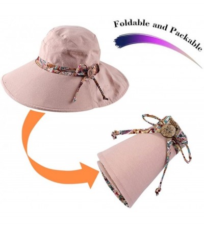 Sun Hats Sun Hats for Women Packable Sun Hat Wide Brim UV Protection Beach Sun Cap - Pink - CJ1845UAC0E $14.35