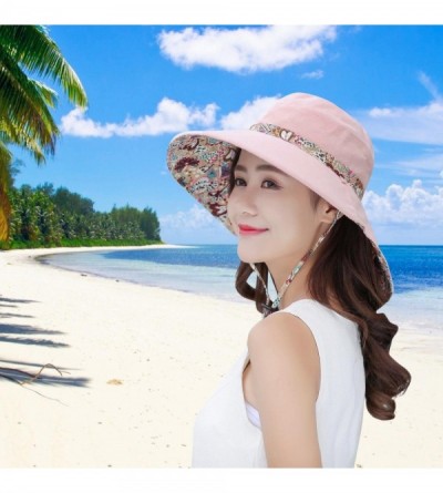 Sun Hats Sun Hats for Women Packable Sun Hat Wide Brim UV Protection Beach Sun Cap - Pink - CJ1845UAC0E $14.35