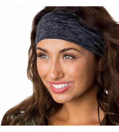 Headbands Adjustable & Stretchy Space Dye Xflex Wide Headbands for Women Girls & Teens - Black & Grey Space Dye 2pk - CK182IS...