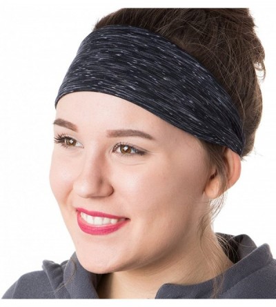 Headbands Adjustable & Stretchy Space Dye Xflex Wide Headbands for Women Girls & Teens - Black & Grey Space Dye 2pk - CK182IS...