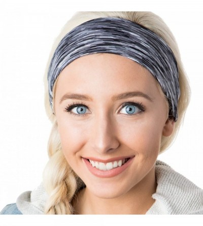 Headbands Adjustable & Stretchy Space Dye Xflex Wide Headbands for Women Girls & Teens - Black & Grey Space Dye 2pk - CK182IS...