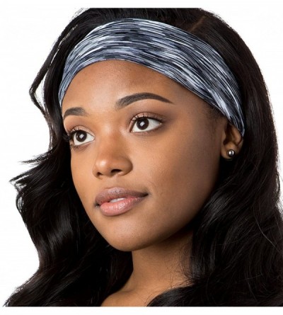 Headbands Adjustable & Stretchy Space Dye Xflex Wide Headbands for Women Girls & Teens - Black & Grey Space Dye 2pk - CK182IS...