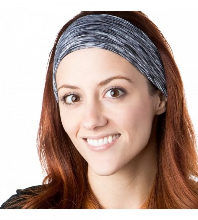 Headbands Adjustable & Stretchy Space Dye Xflex Wide Headbands for Women Girls & Teens - Black & Grey Space Dye 2pk - CK182IS...