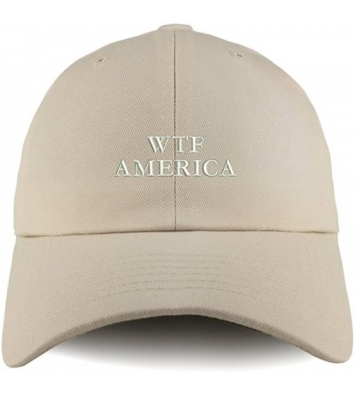 Baseball Caps WTF America Embroidered Low Profile Soft Cotton Dad Hat Cap - Beige - C418D4X8AKL $19.94