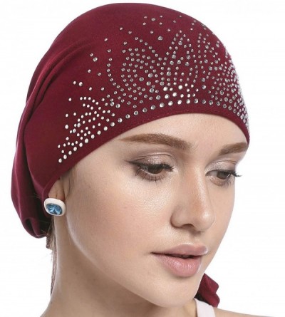 Skullies & Beanies Crystal Stretchy Bandana Headscarf Alopecia - 1 Black+1 Red - CN18XE8HCWD $11.37