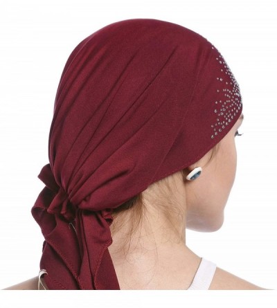 Skullies & Beanies Crystal Stretchy Bandana Headscarf Alopecia - 1 Black+1 Red - CN18XE8HCWD $11.37