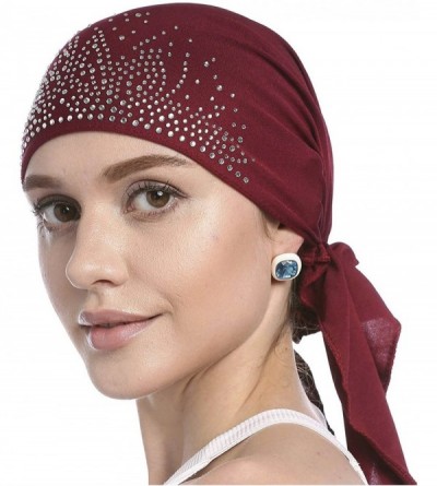 Skullies & Beanies Crystal Stretchy Bandana Headscarf Alopecia - 1 Black+1 Red - CN18XE8HCWD $11.37